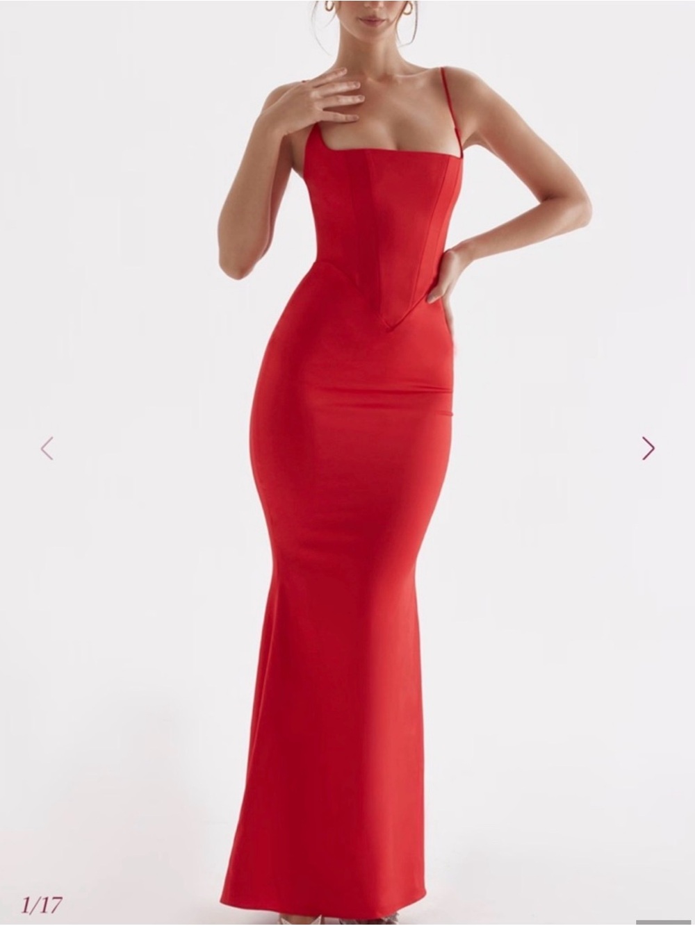 House of CB Red Square Neck Bodycon Maxi Dress